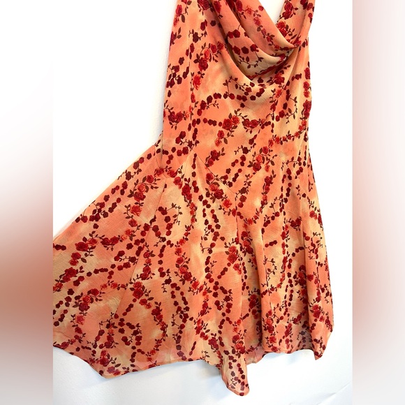 NWT Urban Outfitters‎ Marie Cowl Neck Dress Size Medium Pink Red Rose Romantic - Picture 3 of 9